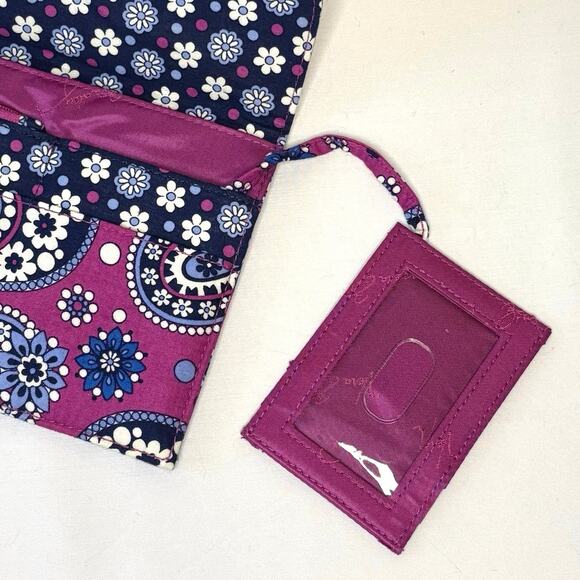 Vera Bradley Travel Wallet Boysenberry Purple Paisley Slim Flat Clutch NWT - Picture 4 of 9